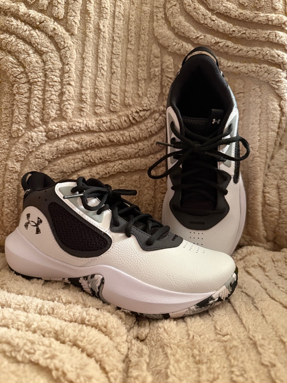 Under Armour Black & White Mid-Top Basketball Sneakers
